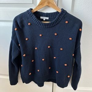 Madewell sweater size S. Navy with orange knit dots.